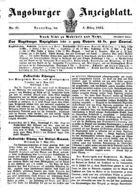 Augsburger Anzeigeblatt Donnerstag 8. März 1855