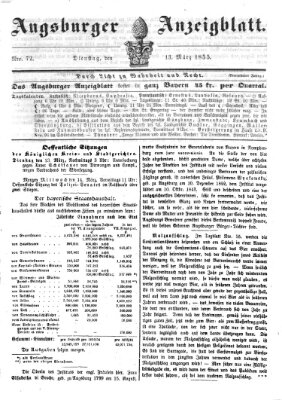 Augsburger Anzeigeblatt Dienstag 13. März 1855