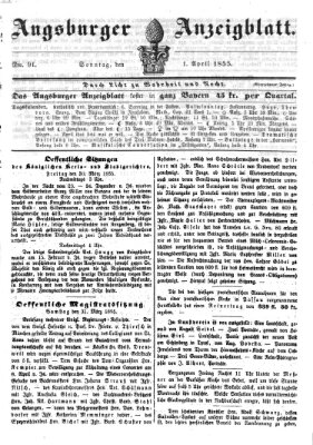 Augsburger Anzeigeblatt Sonntag 1. April 1855