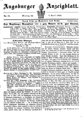 Augsburger Anzeigeblatt Montag 2. April 1855