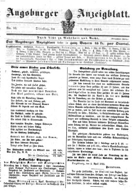 Augsburger Anzeigeblatt Dienstag 3. April 1855