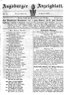 Augsburger Anzeigeblatt Donnerstag 5. April 1855