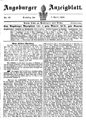 Augsburger Anzeigeblatt Samstag 7. April 1855