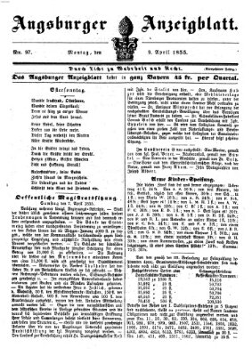 Augsburger Anzeigeblatt Montag 9. April 1855