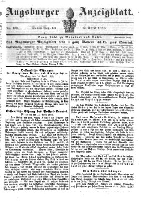 Augsburger Anzeigeblatt Donnerstag 12. April 1855