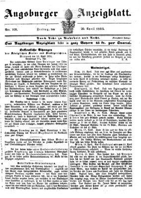 Augsburger Anzeigeblatt Freitag 20. April 1855