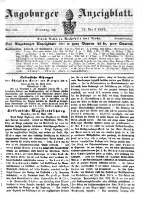 Augsburger Anzeigeblatt Sonntag 22. April 1855