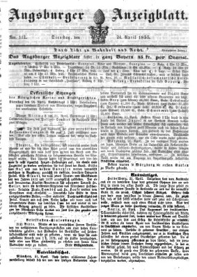 Augsburger Anzeigeblatt Dienstag 24. April 1855