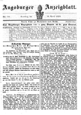 Augsburger Anzeigeblatt Samstag 28. April 1855