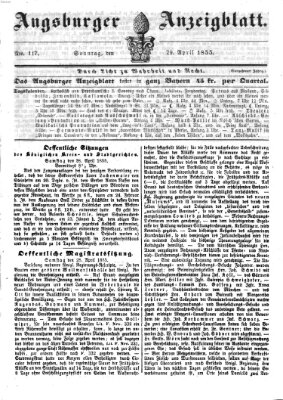 Augsburger Anzeigeblatt Sonntag 29. April 1855