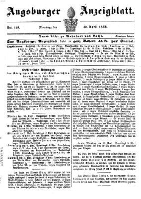 Augsburger Anzeigeblatt Montag 30. April 1855