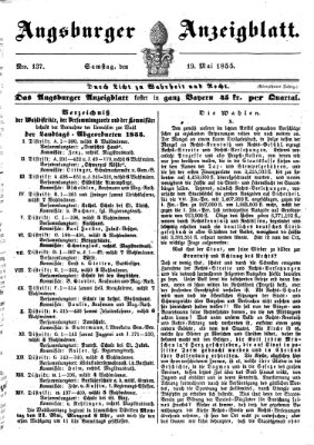 Augsburger Anzeigeblatt Samstag 19. Mai 1855