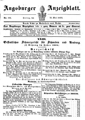 Augsburger Anzeigeblatt Freitag 25. Mai 1855