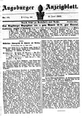 Augsburger Anzeigeblatt Freitag 15. Juni 1855