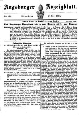 Augsburger Anzeigeblatt Mittwoch 27. Juni 1855