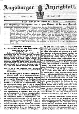 Augsburger Anzeigeblatt Samstag 30. Juni 1855