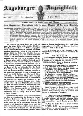 Augsburger Anzeigeblatt Dienstag 3. Juli 1855