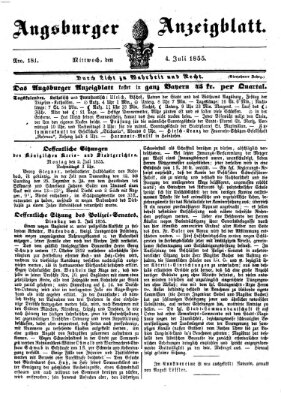 Augsburger Anzeigeblatt Mittwoch 4. Juli 1855