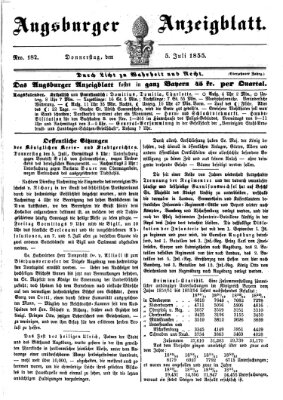 Augsburger Anzeigeblatt Donnerstag 5. Juli 1855