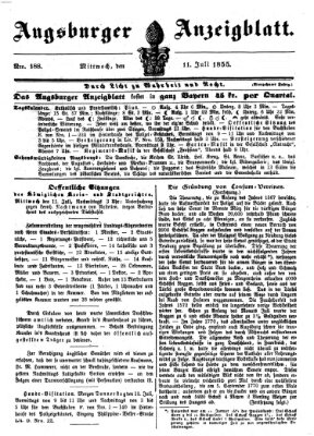 Augsburger Anzeigeblatt Mittwoch 11. Juli 1855