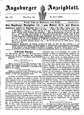 Augsburger Anzeigeblatt Samstag 14. Juli 1855