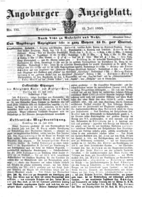 Augsburger Anzeigeblatt Sonntag 15. Juli 1855