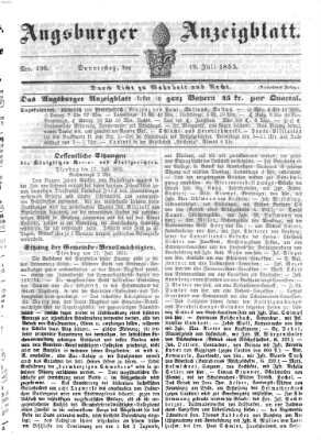 Augsburger Anzeigeblatt Donnerstag 19. Juli 1855