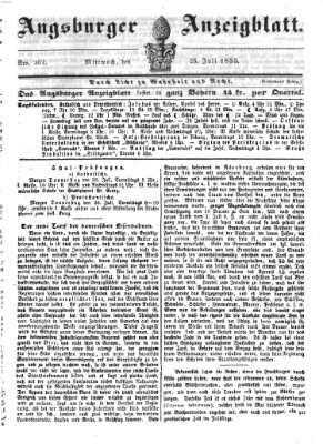 Augsburger Anzeigeblatt Mittwoch 25. Juli 1855