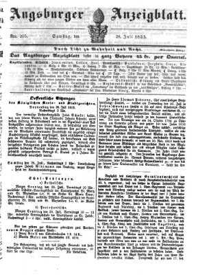 Augsburger Anzeigeblatt Samstag 28. Juli 1855