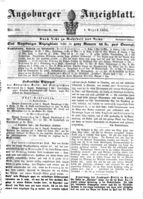 Augsburger Anzeigeblatt Mittwoch 1. August 1855