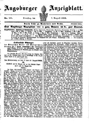 Augsburger Anzeigeblatt Dienstag 7. August 1855