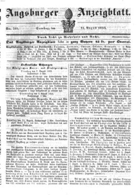 Augsburger Anzeigeblatt Samstag 11. August 1855