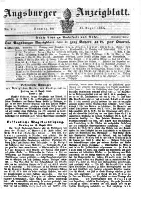 Augsburger Anzeigeblatt Sonntag 12. August 1855