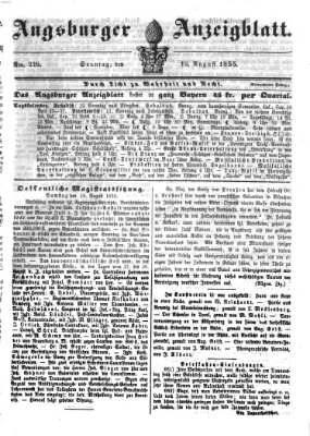 Augsburger Anzeigeblatt Sonntag 19. August 1855