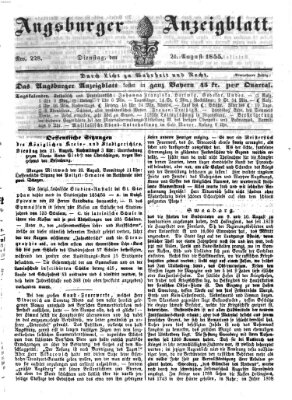 Augsburger Anzeigeblatt Dienstag 21. August 1855