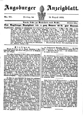 Augsburger Anzeigeblatt Freitag 24. August 1855