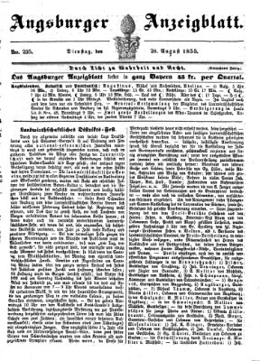 Augsburger Anzeigeblatt Dienstag 28. August 1855