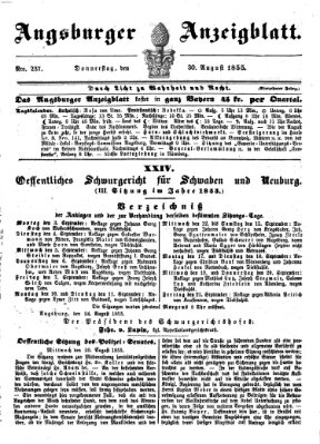 Augsburger Anzeigeblatt Donnerstag 30. August 1855