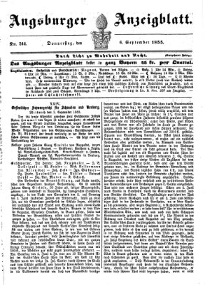 Augsburger Anzeigeblatt Donnerstag 6. September 1855