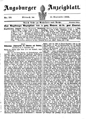 Augsburger Anzeigeblatt Mittwoch 12. September 1855