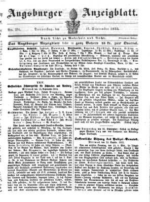 Augsburger Anzeigeblatt Donnerstag 13. September 1855