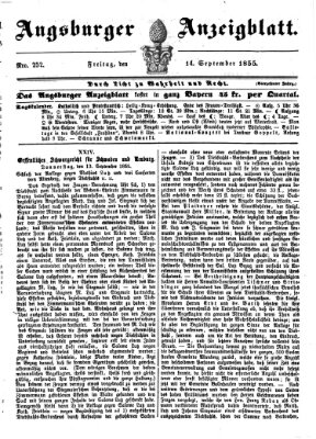 Augsburger Anzeigeblatt Freitag 14. September 1855