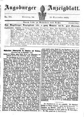 Augsburger Anzeigeblatt Sonntag 16. September 1855