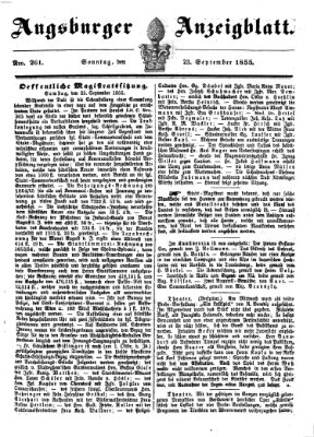 Augsburger Anzeigeblatt Sonntag 23. September 1855