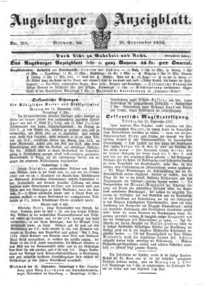 Augsburger Anzeigeblatt Mittwoch 26. September 1855