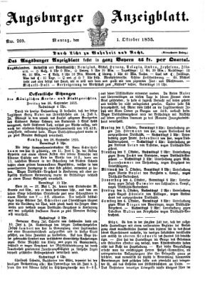 Augsburger Anzeigeblatt Montag 1. Oktober 1855