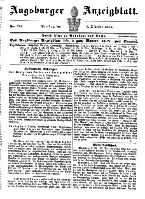 Augsburger Anzeigeblatt Samstag 6. Oktober 1855