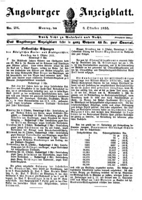 Augsburger Anzeigeblatt Montag 8. Oktober 1855