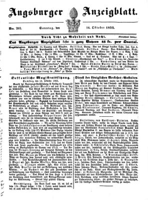 Augsburger Anzeigeblatt Sonntag 14. Oktober 1855