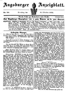 Augsburger Anzeigeblatt Dienstag 16. Oktober 1855